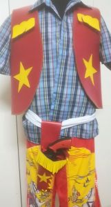 Kids Costumes to Hire - Cowboy Red Leather w/coat, shirt, pants, holster
